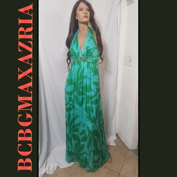 New BCBGMAXAZRIA Blue/Green Silk Gown - Picture 3 of 8